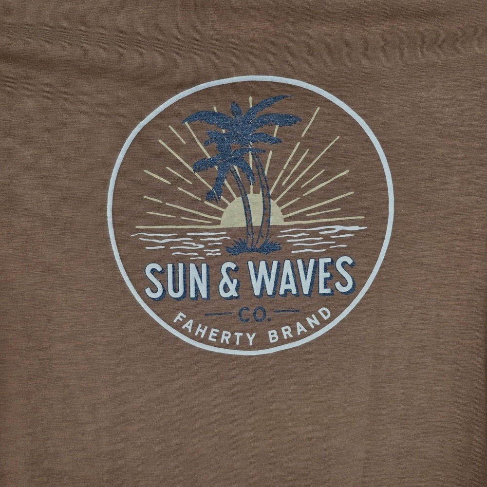 New Faherty T Shirt Mens Medium Sunwashed Brown Organic Cotton Outdoors Hiking - Picture 5 of 8